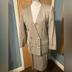 Casual Corner Beige Blazer and Skirt Ensemble